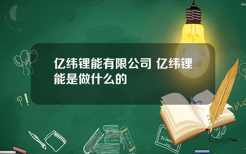 亿纬锂能有限公司 亿纬锂能是做什么的